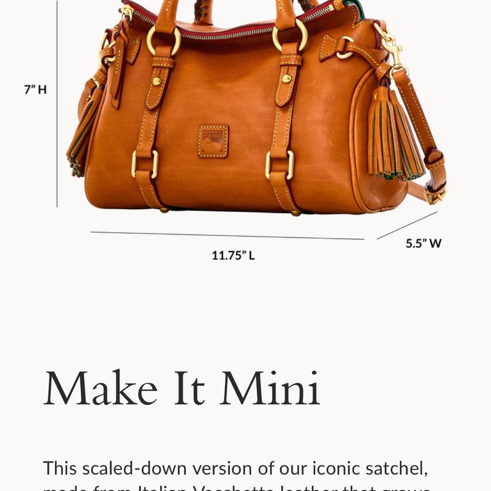 Dooney & Bourke Florentine Leather Satchel Pumpkin Spice - Picture 13 of 16